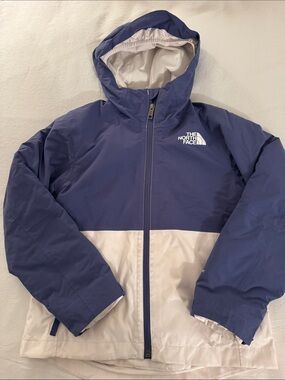 The North Face Girl’s Freedom Triclimate Hooded Ski Jacket in Cave Blue & Cream